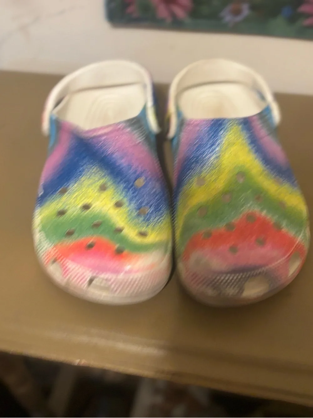 CROCS Kids Multicolor Tie-Dye Clogs - Blue Green Yellow Red Pink